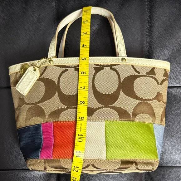 Coach Tan and Multicolor Patchwork Tote - Picture 7 of 13
